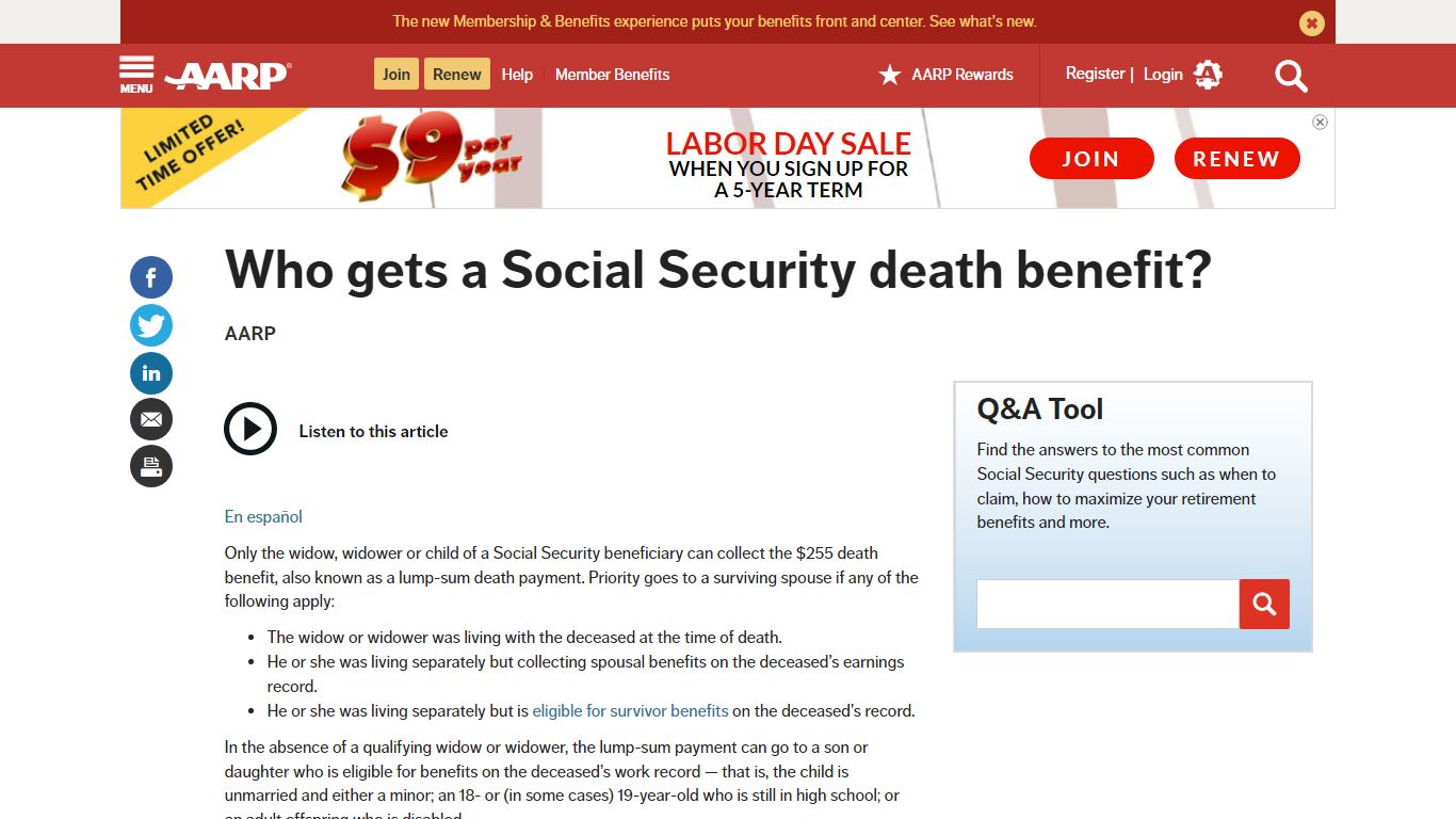 Who Can Collect the Social Security Death Benefit? - AARP